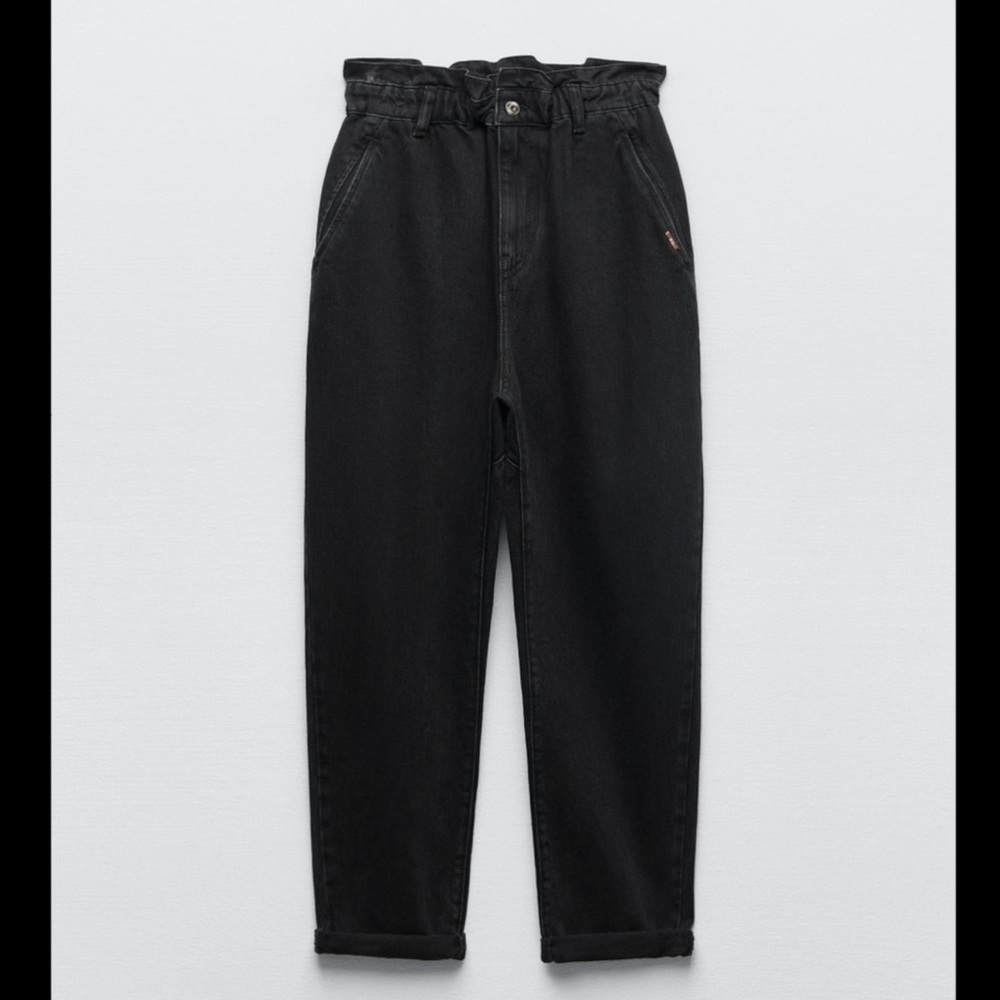Zara Paper Bag Jeans Black